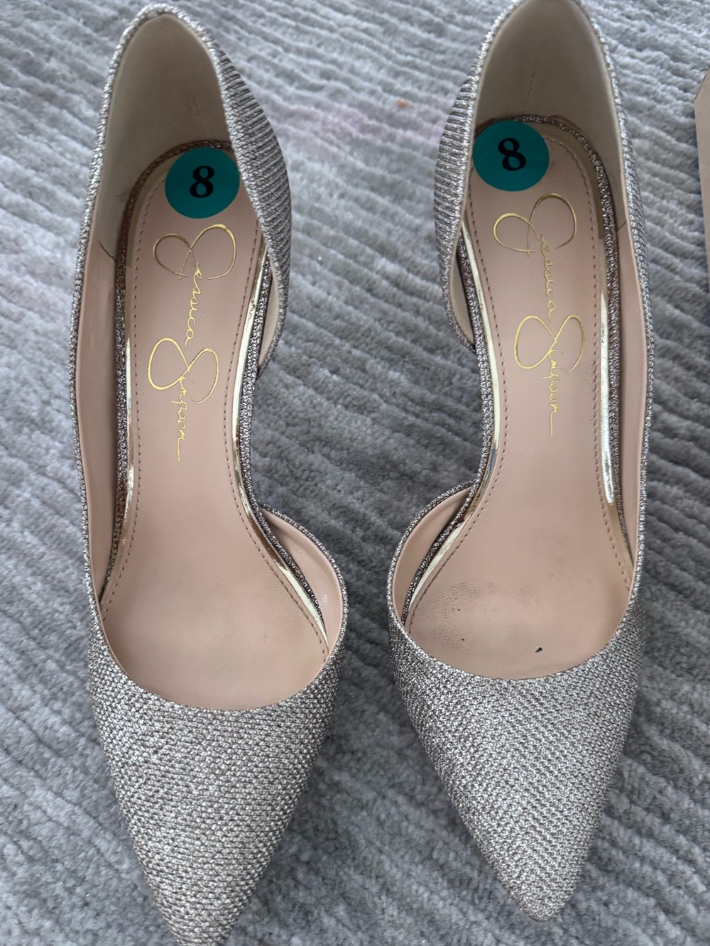 Jessica Simpson Silver Glitter Pointed Toe Pumps - Women’s Size 8